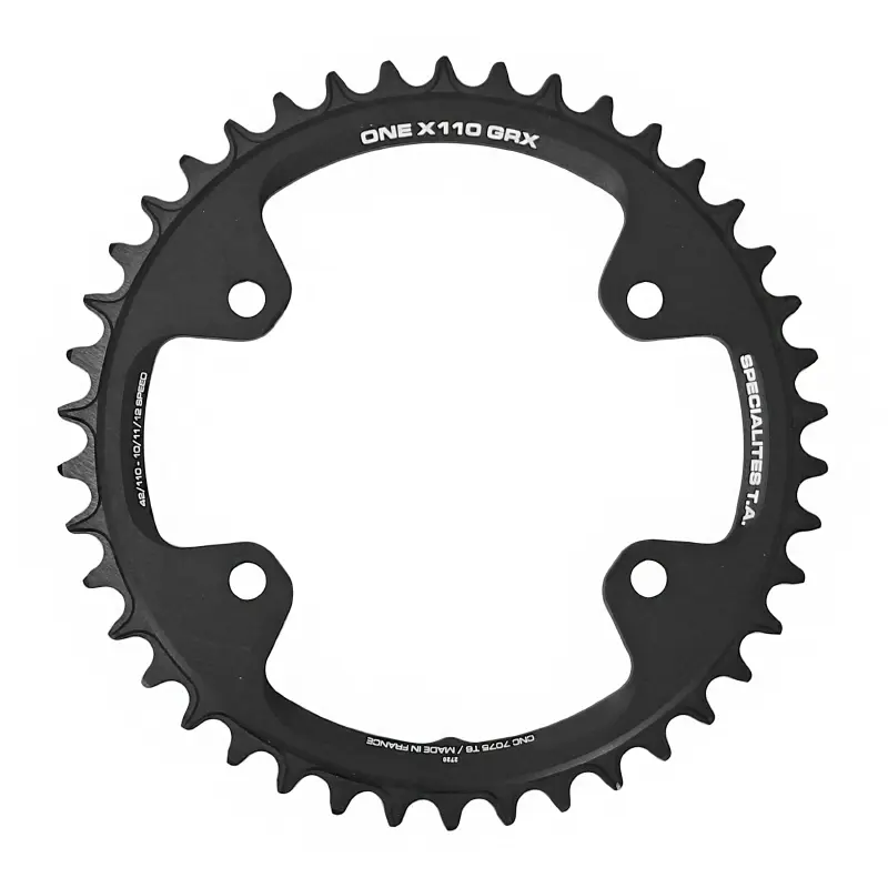 Plateau gravel 4BRA d.110 pour shimano GRX mono ta X110 one 42DTS compatible rx600-rx810 noir 10-11V.