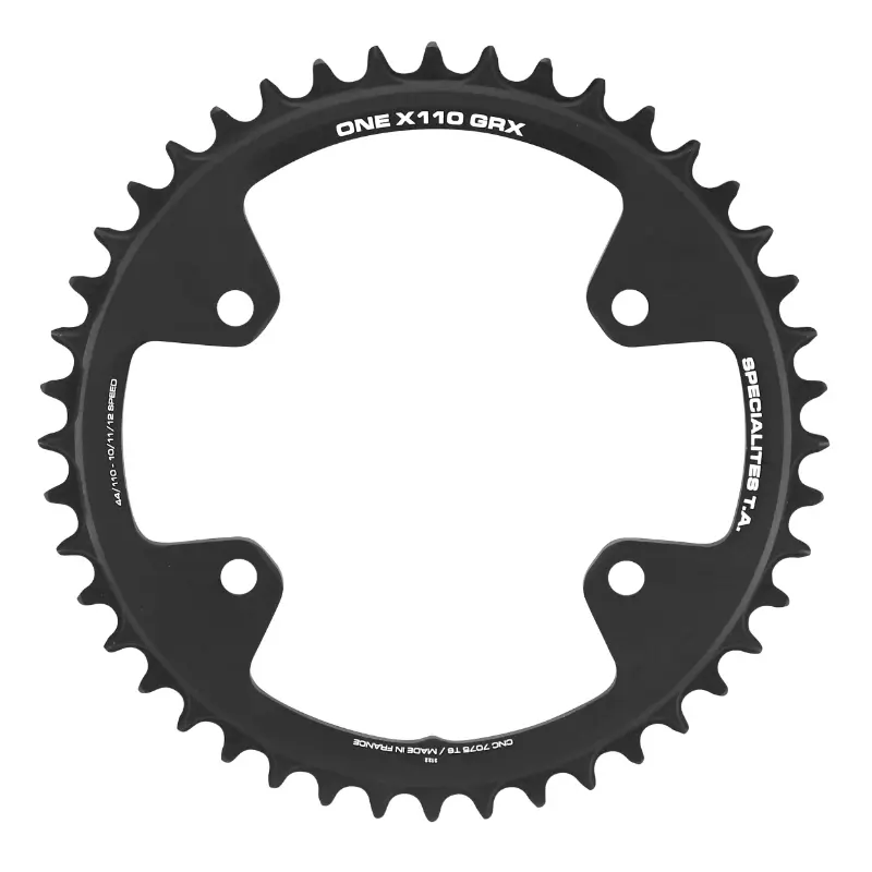 Kettenblatt Gravel 4BRA Ø110 für Shimano GRX Mono TA X110 One 44DTS kompatibel RX600-RX810 schwarz 10-11V.