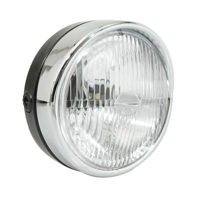 Phare-projecteur cyclo avant noir avec interrupteur diam 140 mm casquette chrome BA20D universel