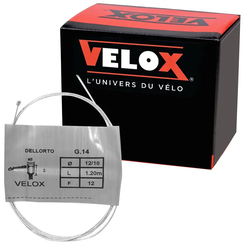 Cable de gaz cyclo Velox g.14 pour dellorto boule 3X3MM diam 12-10 LG 1.20M (12 fils) (boite de 25)