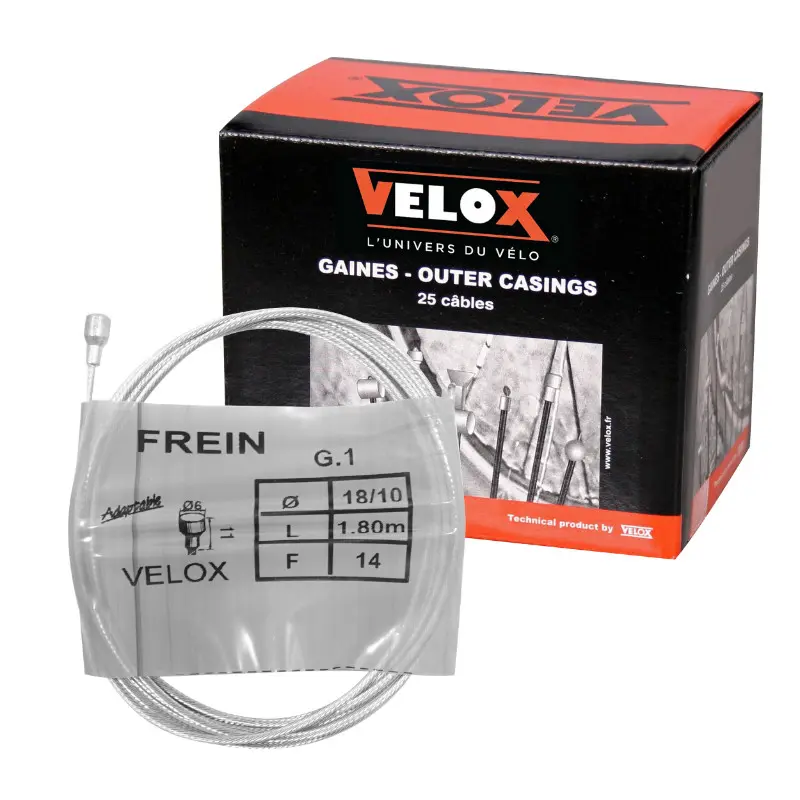 Câble de frein cyclo Velox G.1 pour MBK boule 6X10MM diam 18-10 LG 1,80M (14 fils) - Boîte de 25