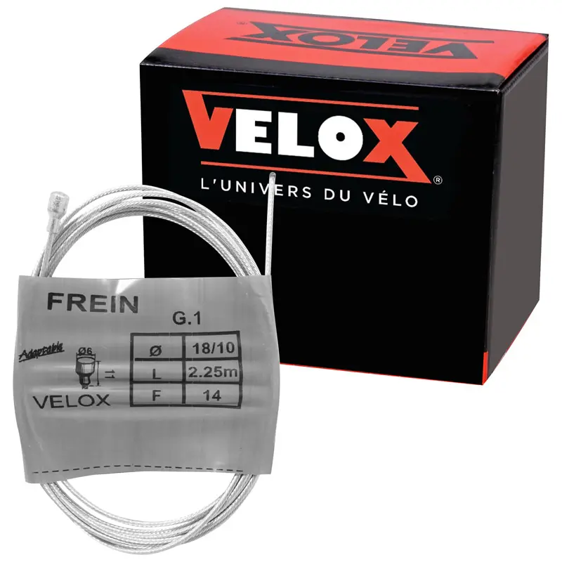 Câble de frein cyclo Velox G.1 pour MBK boule 6X10MM diam 18-10 LG 2,25M (14 fils) - Boîte de 10
