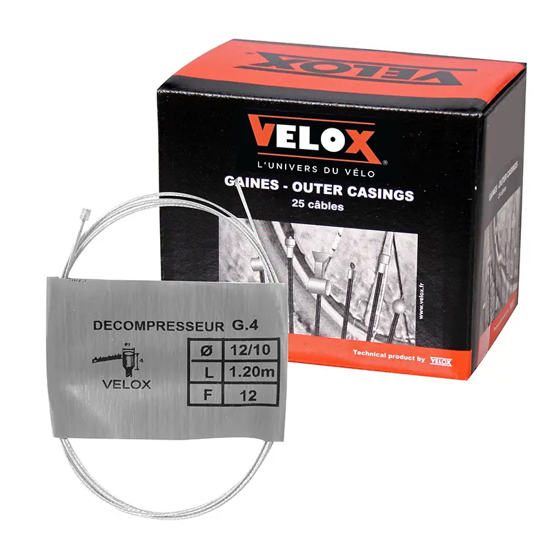 Cable de gaz cyclo Velox g.4 pour mbk-ciao boule 3X4MM diam 12-10 LG 1,20M (12 fils) (boite de 25)