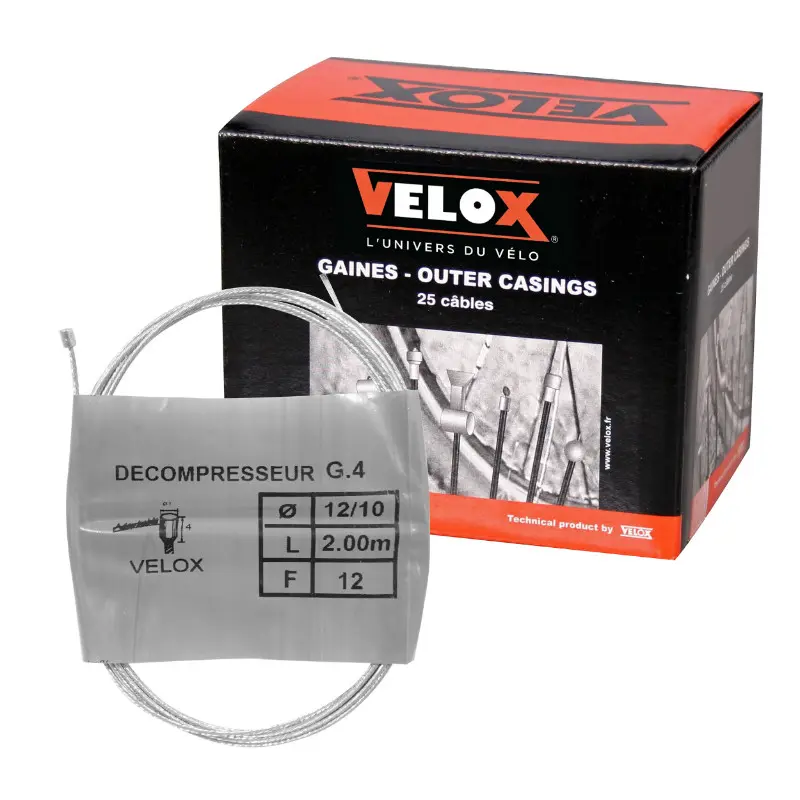 Cable de gaz cyclo Velox g.4 pour mbk-ciao boule 3X4MM diam 12-10 LG 2,00M (12 fils) (boite de 25)
