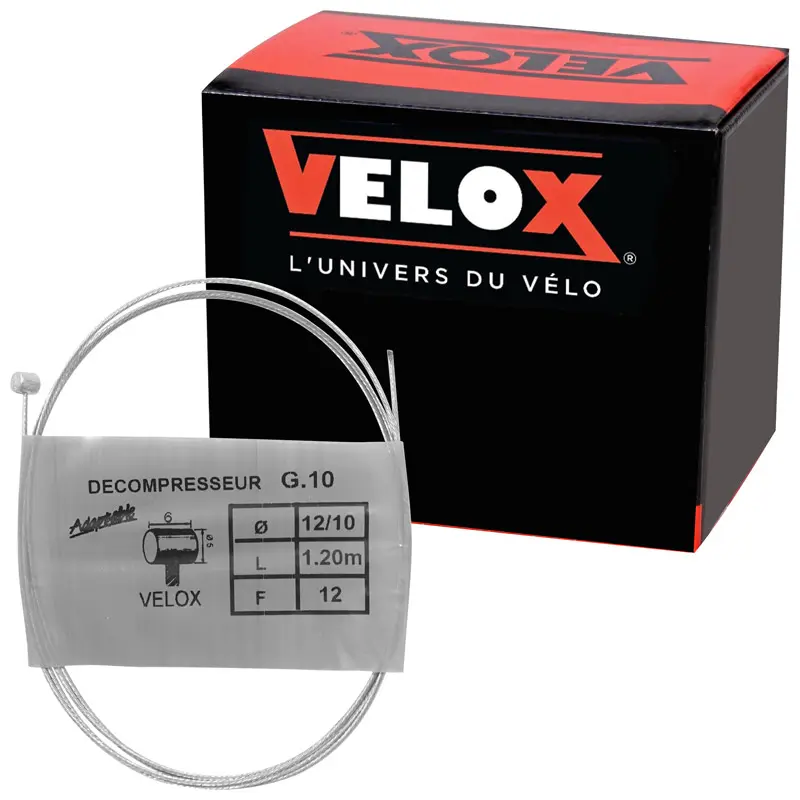Câble de gaz cyclo Velox G.10 pour Peugeot boule 5x7 mm diam 12-10 LG 1,20 m (12 fils)