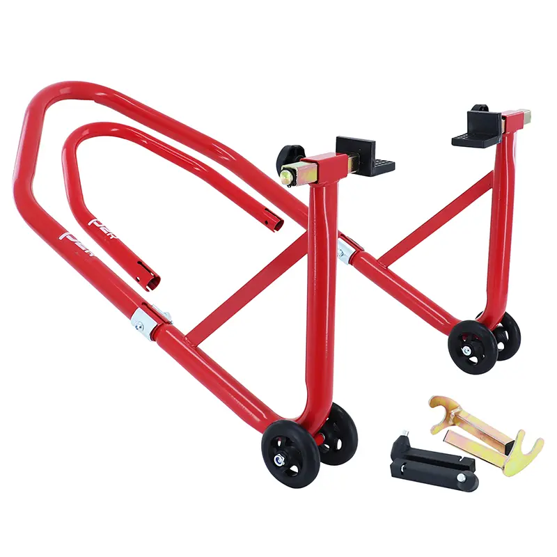 Lève-béquille moto P2R avant et arrière universel acier rouge (charge maxi 250 kg)