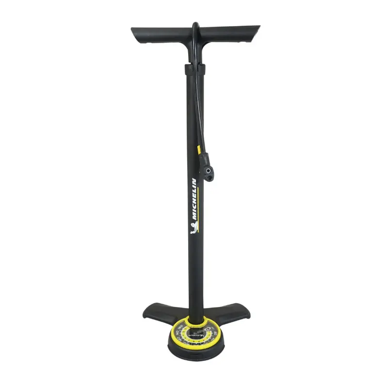 Pompe à pied Michelin acier noir avec manomètre 11 bars raccord switch VP-VS