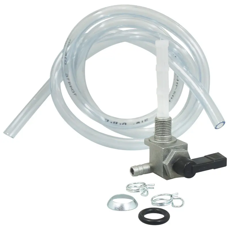 Benzinhahn adaptierbar MBK 51, 41, Club (Motor AV10) mit transparentem Schlauch und Klemmen