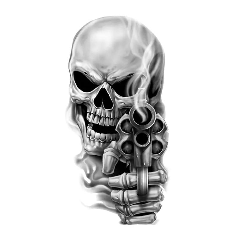 Adesivo Lethal Threat mini teschio pistola 60x80mm