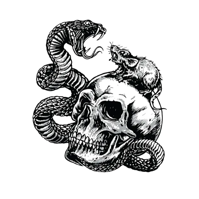 Lethal Threat 뱀 쥐 해골 스티커 60x80mm