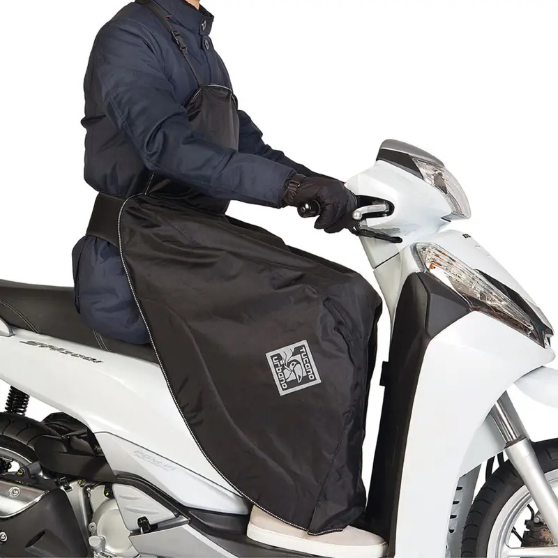 Universal-Fahrerschürze TUCANO URBANO schwarz wasserdicht mit Thermo-Futter — Ansicht 2