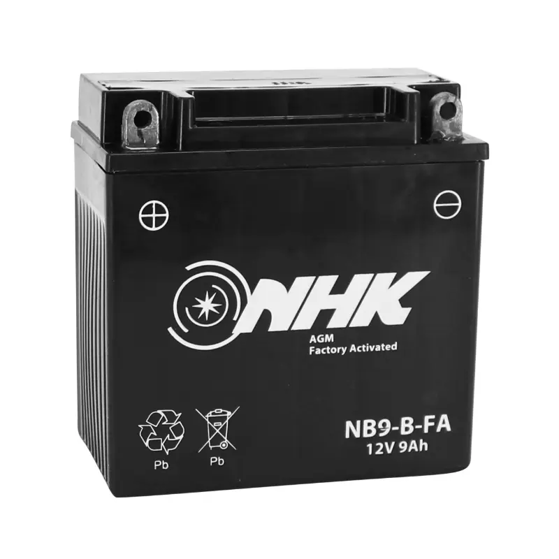12V 9 Ah NB9-B Nhk fa bezapkopes akumulators gatavs lietošanai (G135xP75xA139mm) (aktivizēts rūpnīcā - premium kvalitāte - ekvivalents YB9-B)