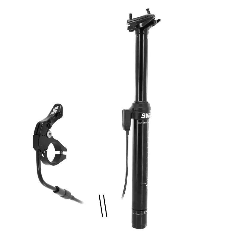 Tige de selle VTT telescopique Switch alu noir diam. 31,6 L400MM (reglage par cable externe 0-125MM) fixation cintre