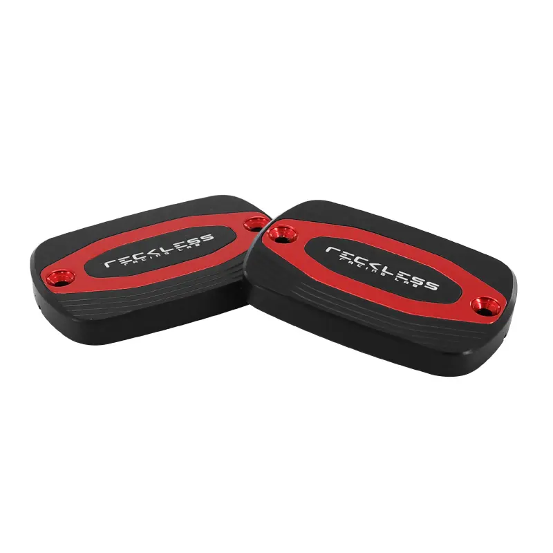 Couvercle de maître-cylindre de frein Reckless aluminium noir-rouge pour Yamaha 530 TMAX 2017-2019 (paire)