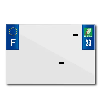 Bande plaque moto 210X145 pour PVC avec raison sociale dep. 23-EURO (vendu a l'unite)