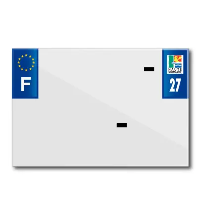 Bande plaque moto 210X145 pour PVC avec raison sociale dep. 27-EURO (vendu a l'unite)