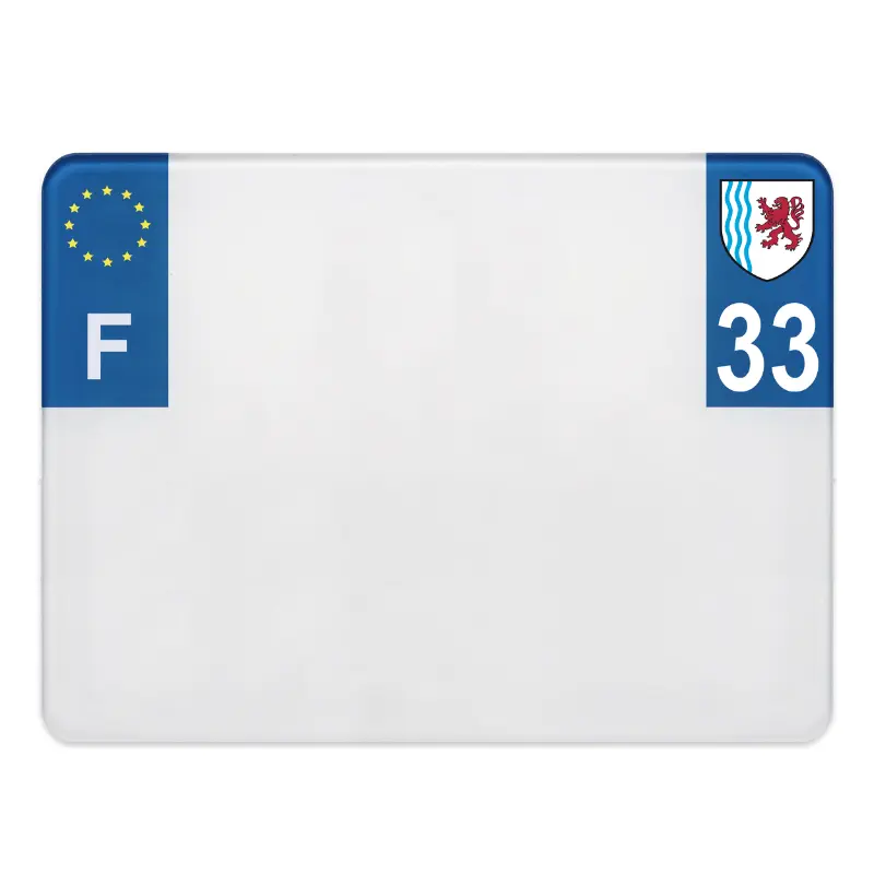 Bande plaque moto 210X145 pour PVC avec raison sociale dep. 33-EURO (vendu a l'unite)