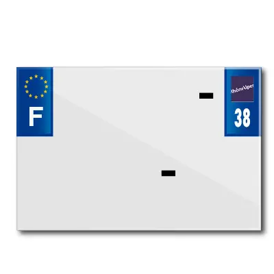 Bande plaque moto 210X145 pour PVC avec raison sociale dep. 38-EURO (vendu a l'unite)