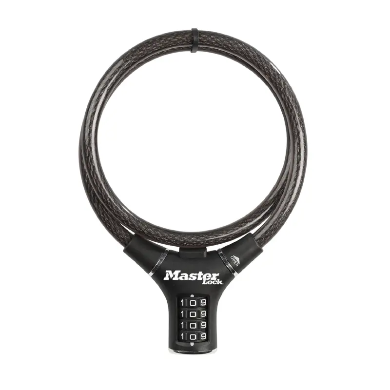 Antivol câble à combinaison Masterlock diamètre 12 mm longueur 90 cm noir niveau sécurité 7