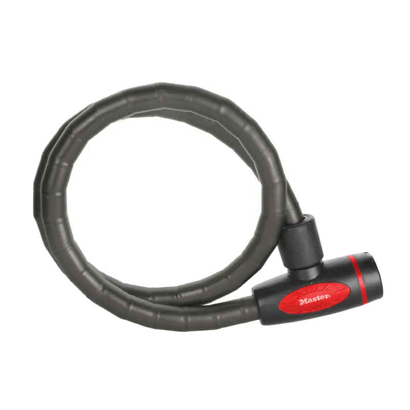 Fahrrad-Tretroller-Sicherheitskabel Gelenkkabel mit Schlüssel Masterlock Durchmesser 18 mm Länge 1 m schwarz Sicherheitsstufe 7