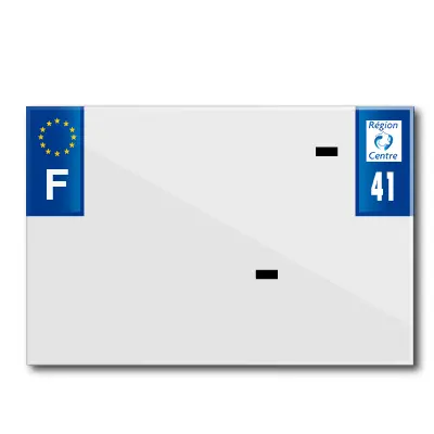 Bande plaque moto 210X145 pour PVC avec raison sociale dep. 41-EURO (vendu a l'unite)