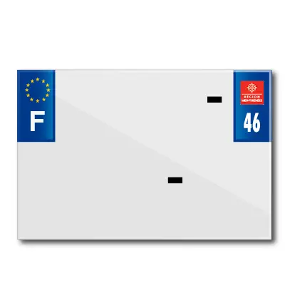 Bande plaque moto 210X145 pour PVC avec raison sociale dep. 46-EURO (vendu a l'unite)