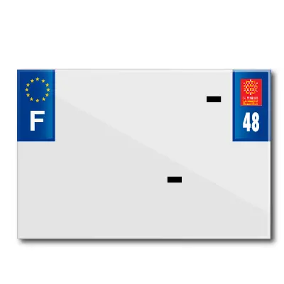 Bande plaque moto 210X145 pour PVC avec raison sociale dep. 48-EURO (vendu a l'unite)
