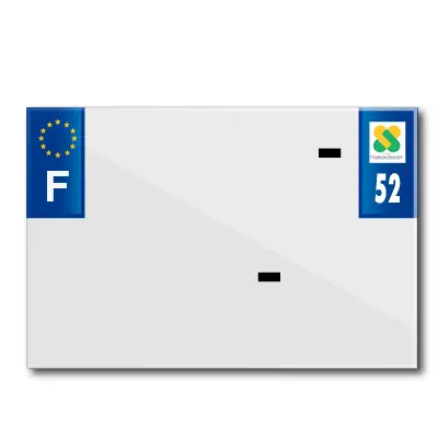 Bande plaque moto 210X145 pour PVC avec raison sociale dep. 52-EURO (vendu a l'unite)