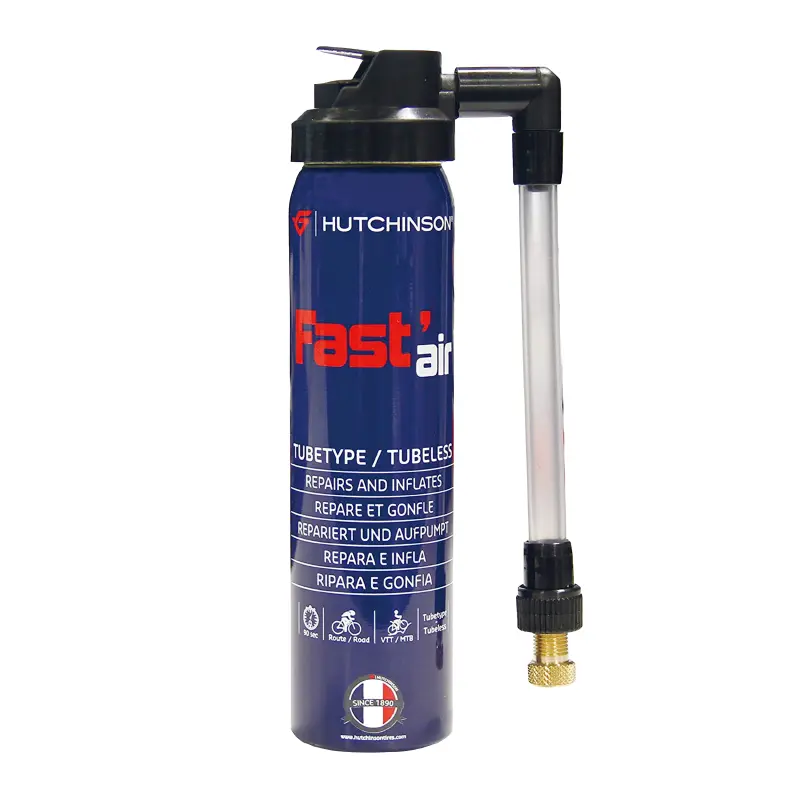 Bombe réparation anti-crevaison Hutchinson Fast'Air aérosol latex chambre à air et tubeless 75 ml