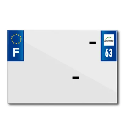 Bande plaque moto 210X145 pour PVC avec raison sociale dep. 63-EURO (vendu a l'unite)