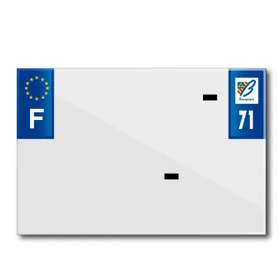 Bande plaque moto 210X145 pour PVC avec raison sociale dep. 71-EURO (vendu a l'unite)