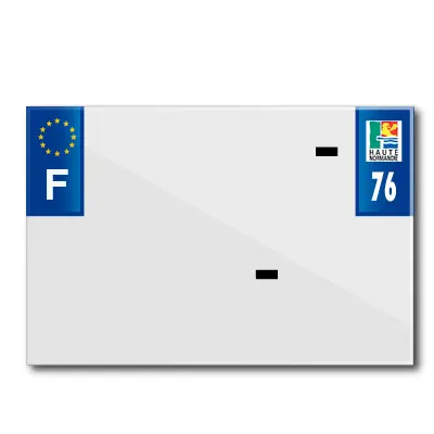 Bande plaque moto 210X145 pour PVC avec raison sociale dep. 76-EURO (vendu a l'unite)