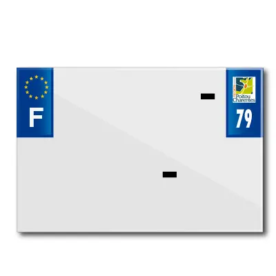 Bande plaque moto 210X145 pour PVC avec raison sociale dep. 79-EURO (vendu a l'unite)