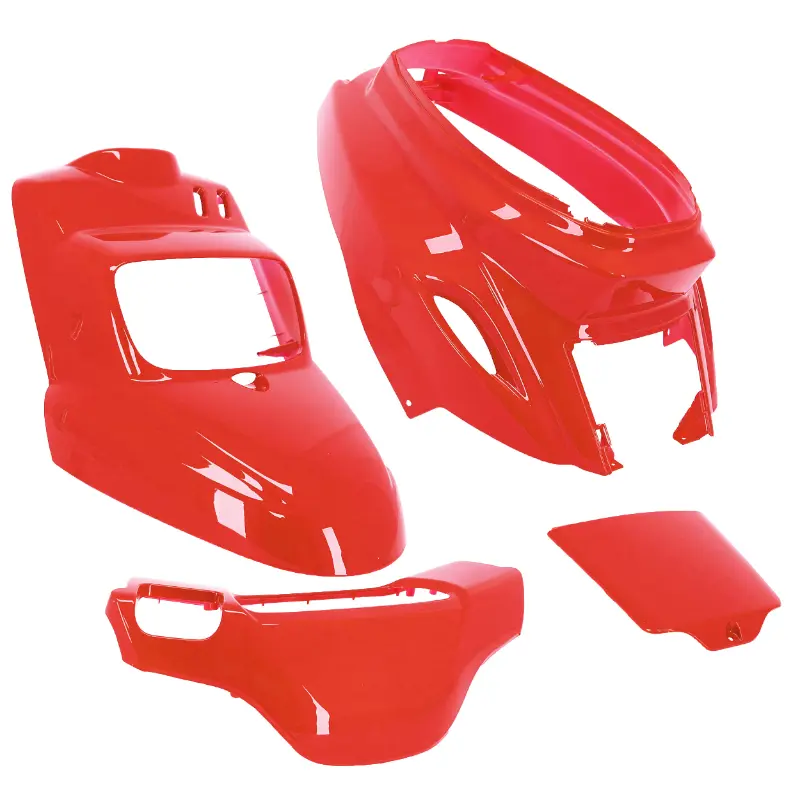 Carrosserie-carenage scoot adaptable MBK 50 booster 2004+-yamaha 50 BWS 2004+ rouge ducat (kit 4 pieces) -P2R