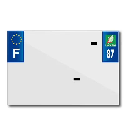 Bande plaque moto 210X145 pour PVC avec raison sociale dep. 87-EURO (vendu a l'unite)