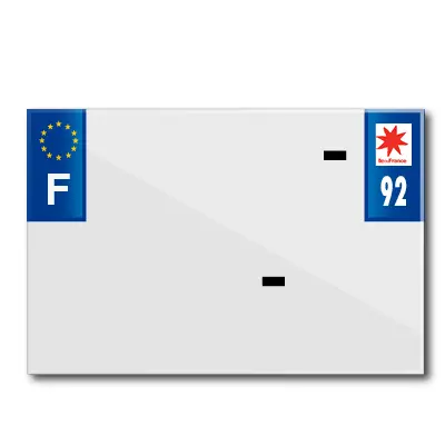 Bande plaque moto 210X145 pour PVC avec raison sociale dep. 92-EURO (vendu a l'unite)