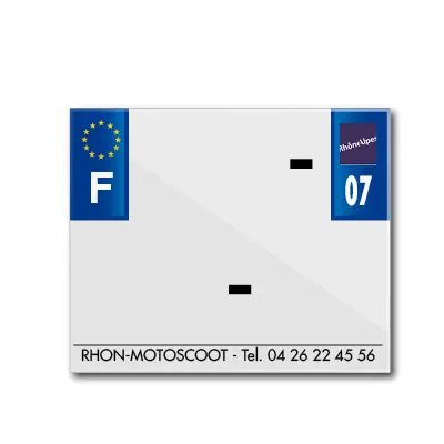 Bande plaque moto 170X145 pour PVC avec raison sociale dep. 07-EURO (vendu a l'unite)