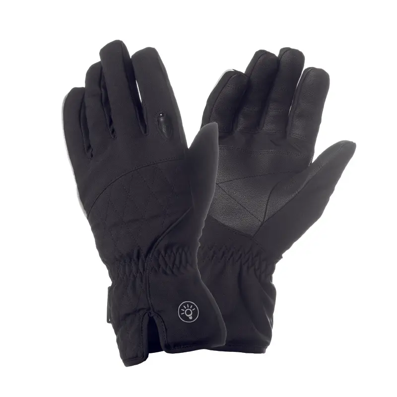 Gants vélo City Long Tucano Lux Lady noir taille M avec éclairage LED USB intégré