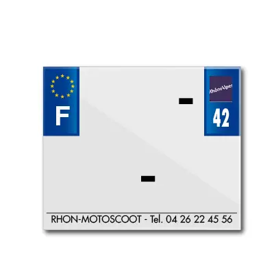 Bande plaque moto 170X145 pour PVC avec raison sociale dep. 42-EURO (vendu a l'unite)