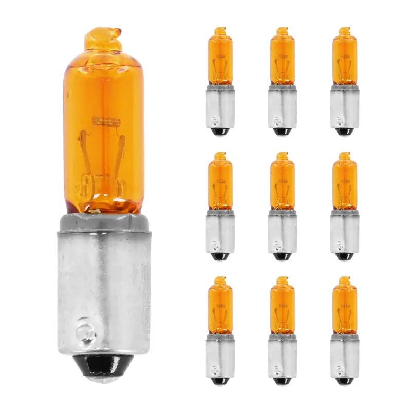 Ampoule-lampe halogene miniature H21W 12V 21W culot BAX9S norme E13-2D3 mini long ergots decales orange (clignotant) (vendu par 10) -Vicma