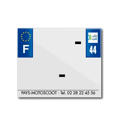 Bande plaque moto 170X145 pour PVC avec raison sociale dep. 44-EURO (vendu a l'unite)
