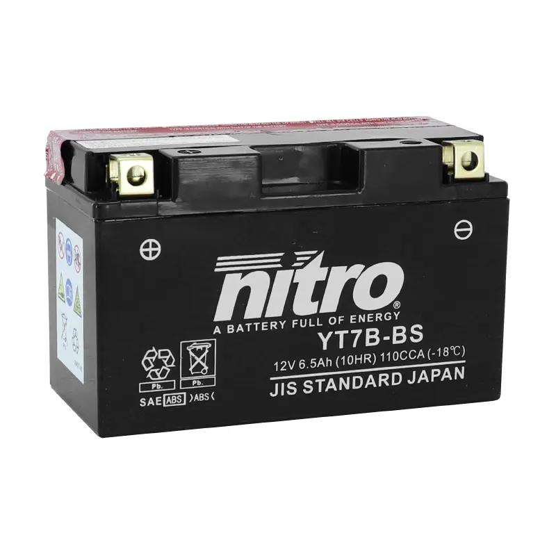 Batterie 12V 6,5 Ah NT7B-BS Nitro MF wartungsfrei mit Säurepack (L150xB65xH93mm)