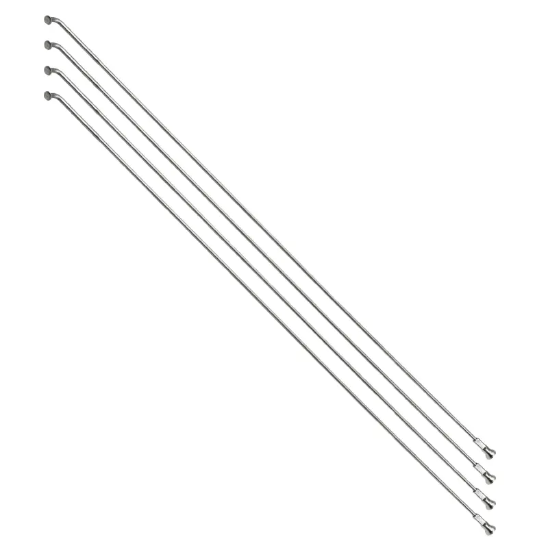 Verstärkter Edelstahlspeiche silber 2,0 mm mit gebogenem Kopf 2,3 mm L 245 mm mit Mutter (Satz à 4)