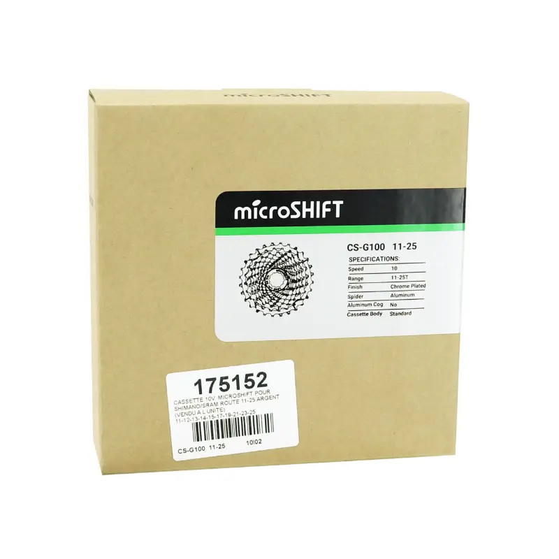 10 رفتار Microshift 11-25 Shimano-SRAM روڈ سلور کیسیٹ — 3 ویو