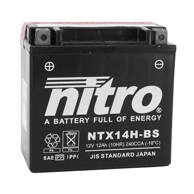 Batterie 12V 12 Ah NTX14H-BS Nitro MF wartungsfrei mit Säurepack (L150xB87xH145mm)