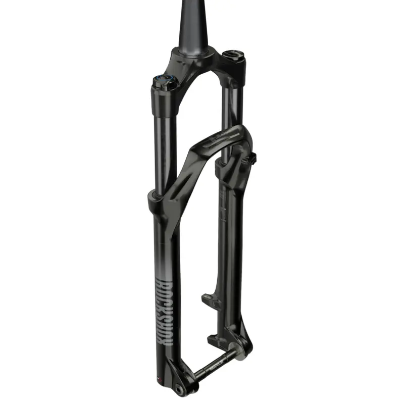 Fourche VTT 29 " Rockshox judy silver TK solo air noir pour frein a disque (cone 39.8MM en bas) pivot conique lisse 1"1-8-28,6 avec axe traversant boost 15X110 exterieur reglable-blocable deb. 130MM