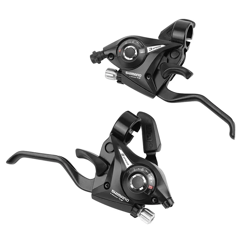 Levier-manette VTT Shimano STEF51 3x8V noir pour frein V-Brake (paire)