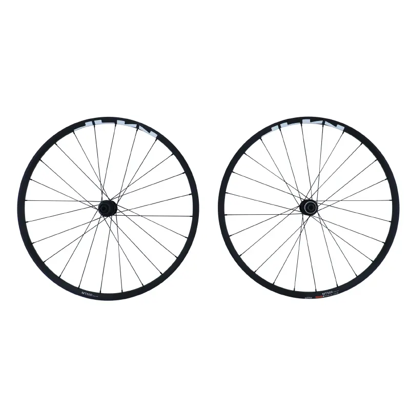 Roues VTT disque 29" Shimano MT500 boost centerlock avant+arrière 10-11V noir axe traversant 12-148 et 15-110
