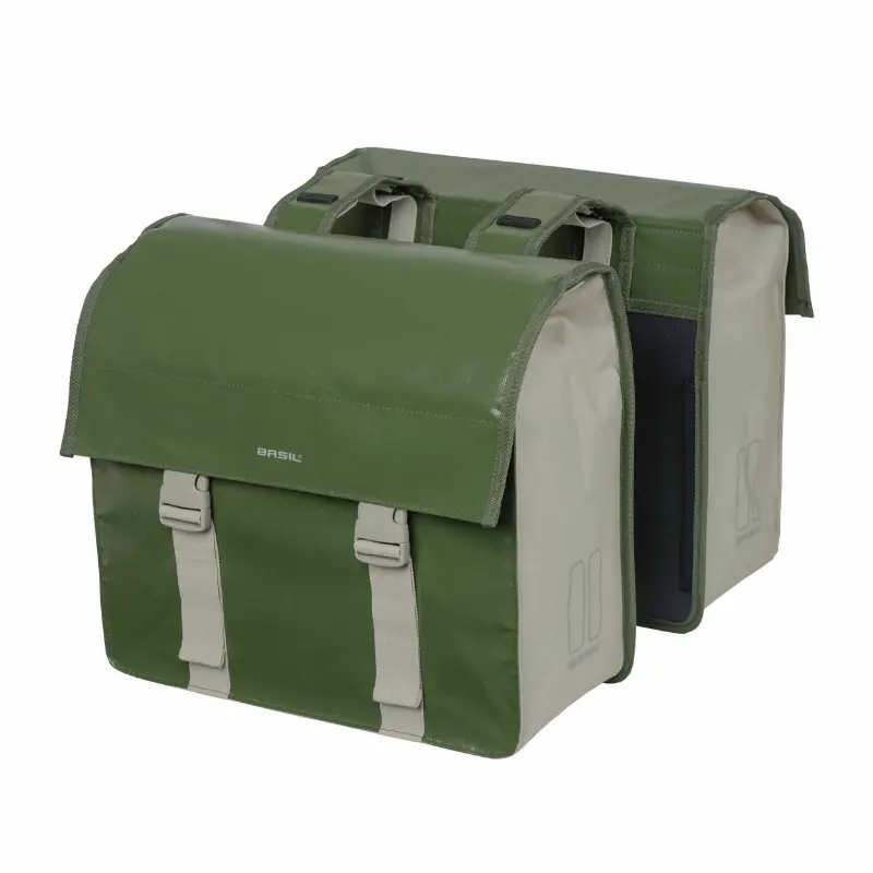 Doppelte Fahrrad-Gepäcktasche Basil urban load wasserdicht grün - sand 48-53L (41X18X46CM) waterproof