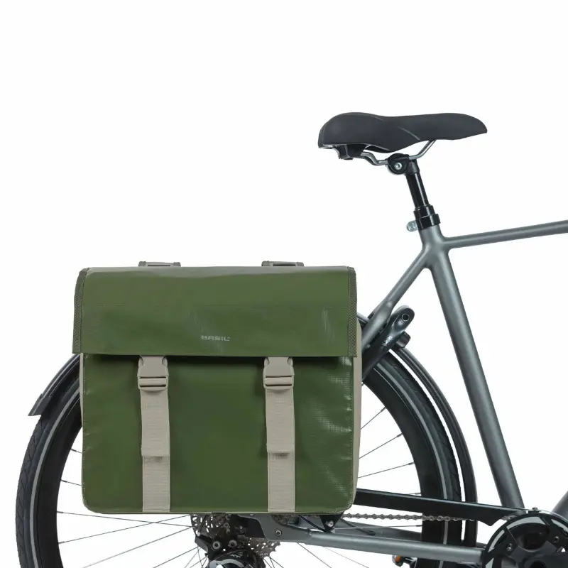 Doppelte Fahrrad-Gepäcktasche Basil urban load wasserdicht grün - sand 48-53L (41X18X46CM) waterproof — Ansicht 6